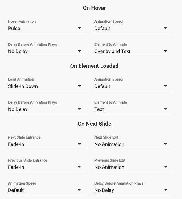 Animation Options